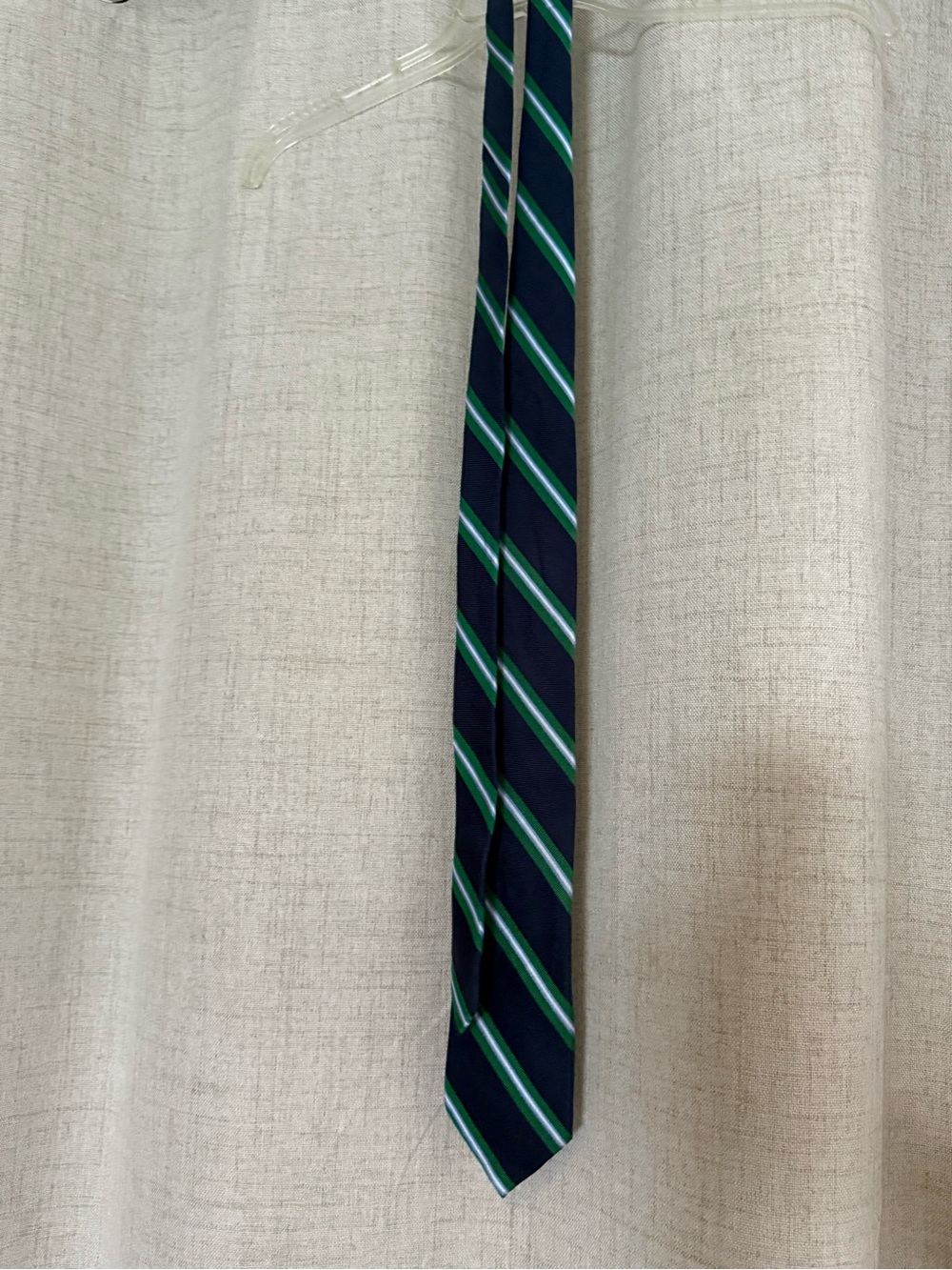Tommy Hilfiger Navy Tie with Green and White Stripes
